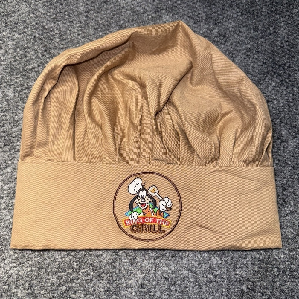 Disney Goofy King Of  The Grill Chefs Hat Khaki Brown